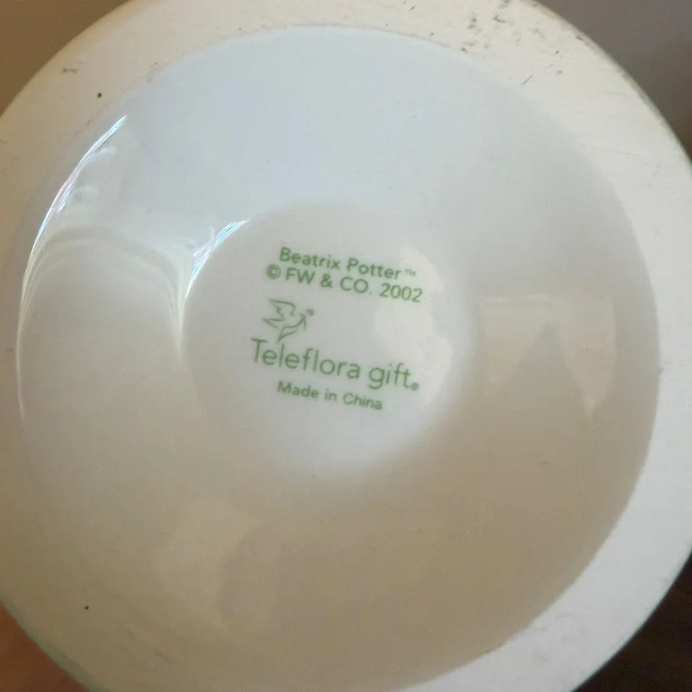 Beatrix Potter Peter Rabbit Teleflora Cookie Jar and Teacup Saucer Set 2003‎